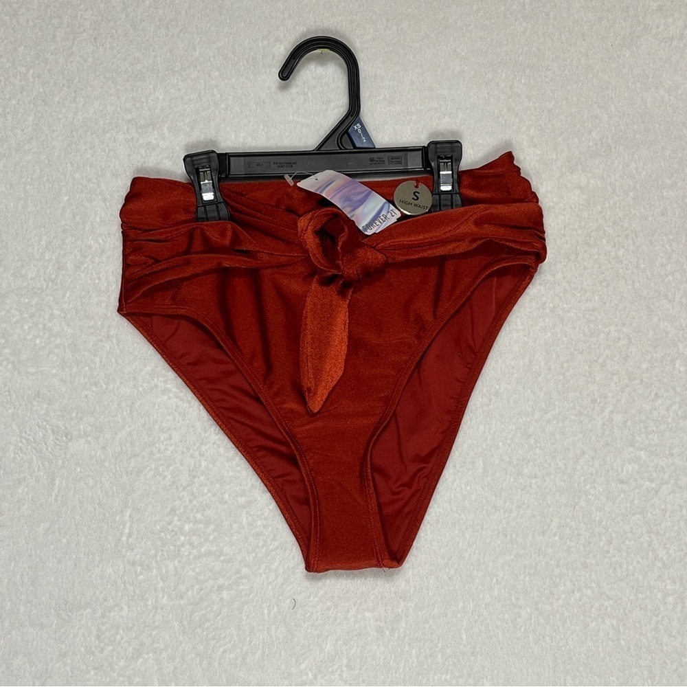 FOREVER 21 Bikini Bottom High-Waist High-Cut Legs Tie Front Terracotta Earthy Sm